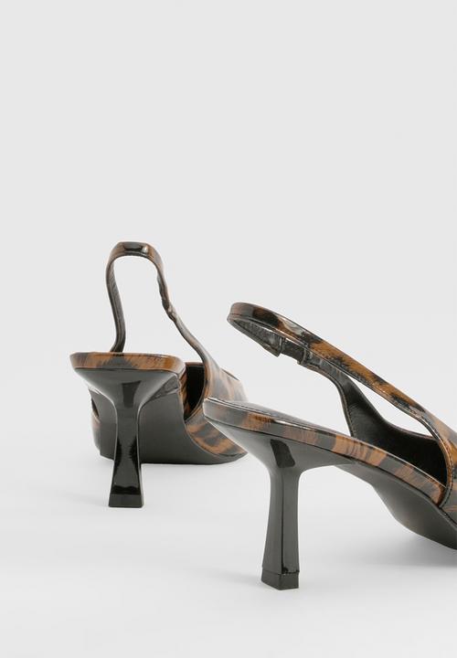 boohoo - Leopard low stiletto slingback court shoe - leopard