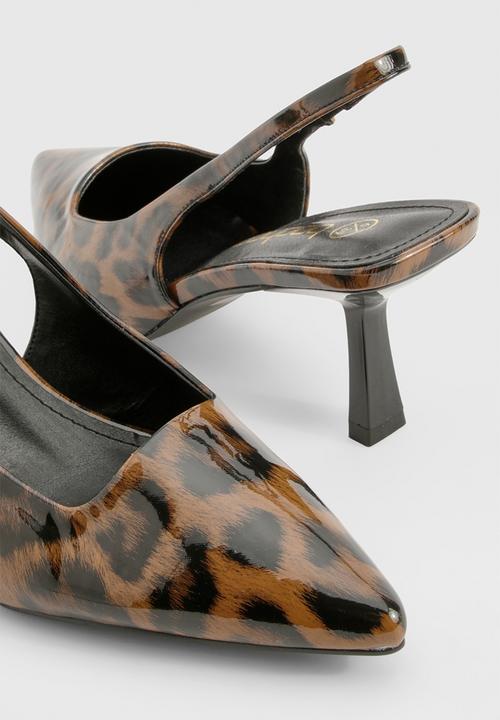 boohoo - Leopard low stiletto slingback court shoe - leopard