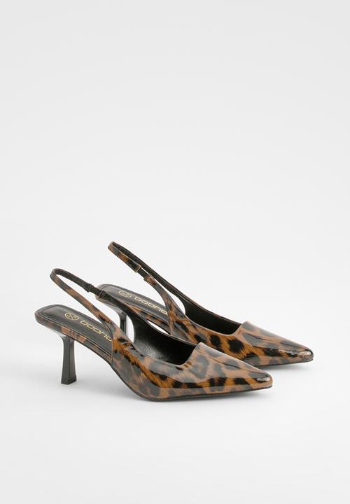 boohoo - Leopard low stiletto slingback court shoe - leopard
