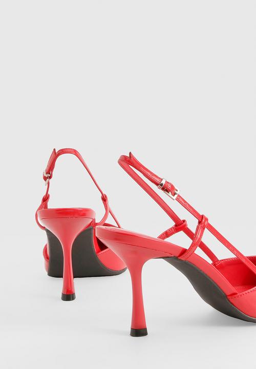 boohoo - Slingback box pointed court shoes - red