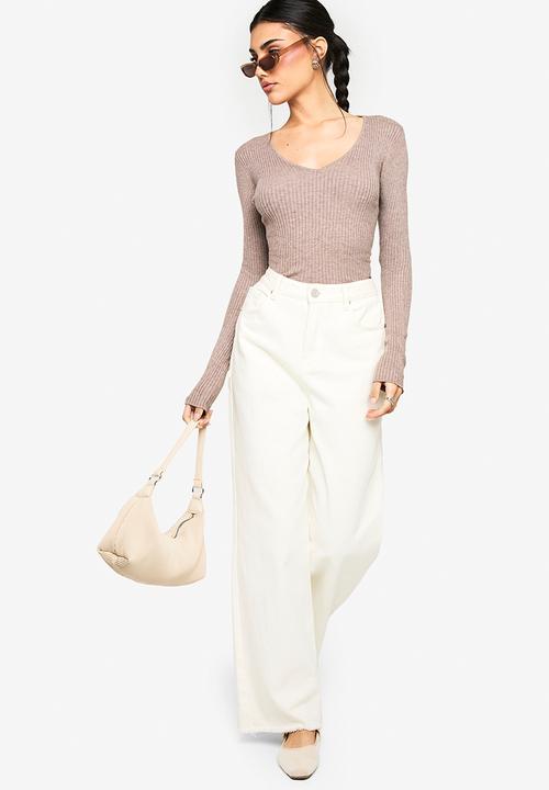 boohoo - Twist back detail rib jumper - oatmeal
