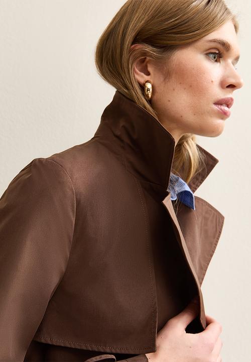 New Look - Double Breasted Trench Coat- dark brown