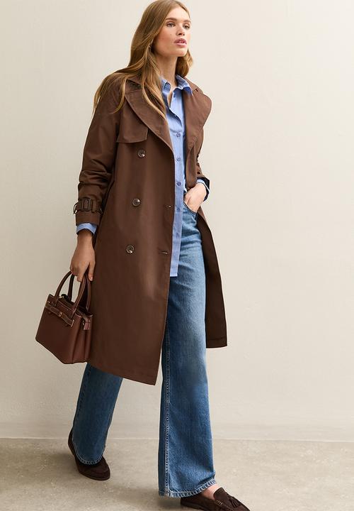 New Look - Double Breasted Trench Coat- dark brown