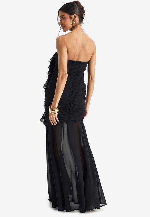 boohoo - Chiffon ruched maxi dress - black