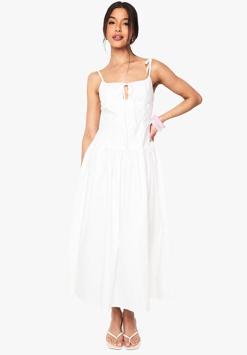 boohoo - Tie detail strappy midaxi dress - white