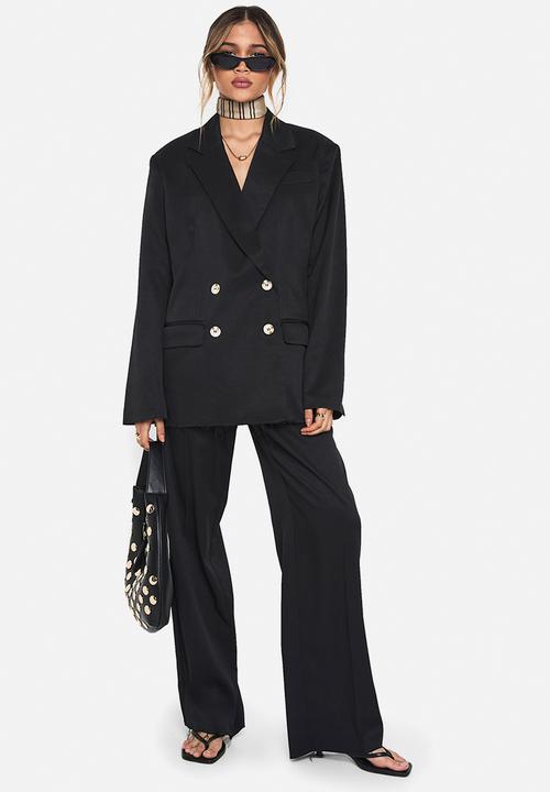boohoo - Woven tailored frayed hem blazer - black