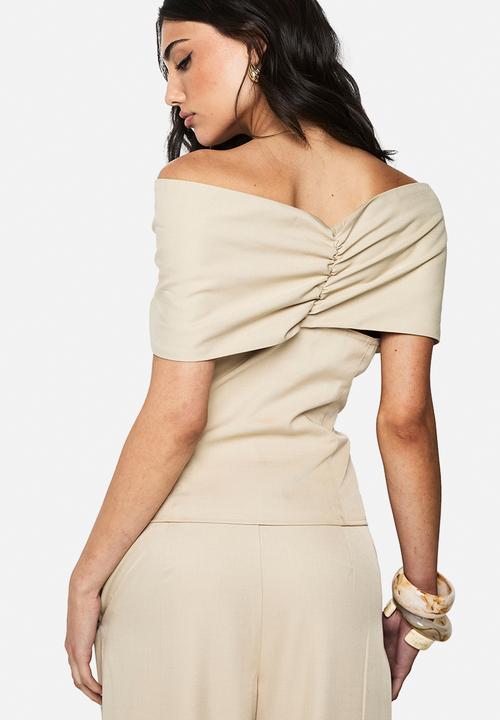 boohoo - Tailored bardot button waistcoat - stone