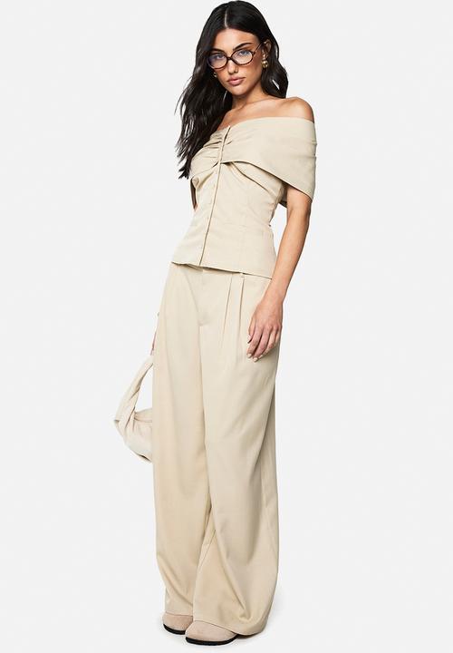 boohoo - Tailored bardot button waistcoat - stone