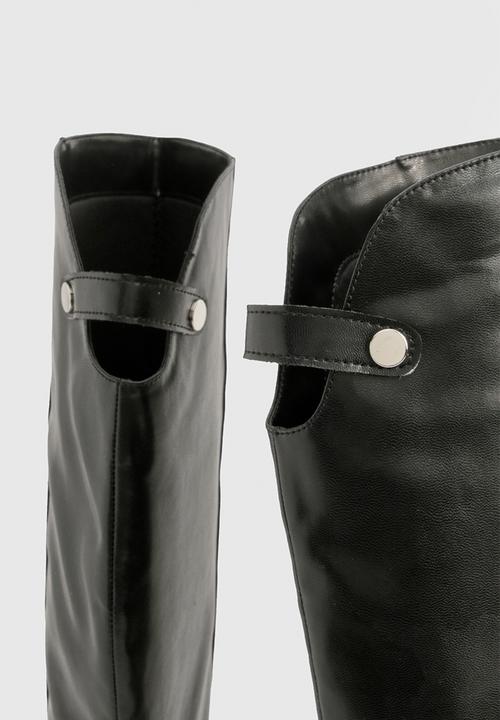 boohoo - Wide fit curved stiletto knee high boots - black