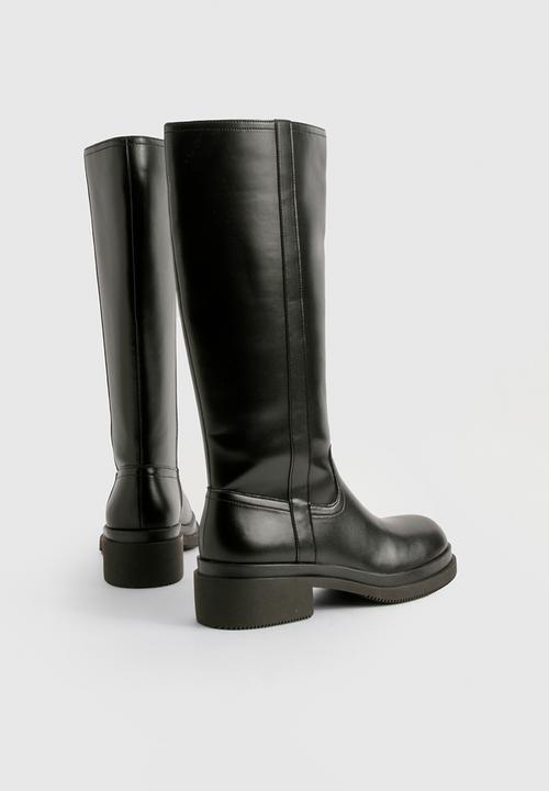 boohoo - Chunky column knee high boots - black