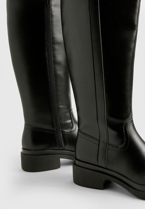 boohoo - Chunky column knee high boots - black