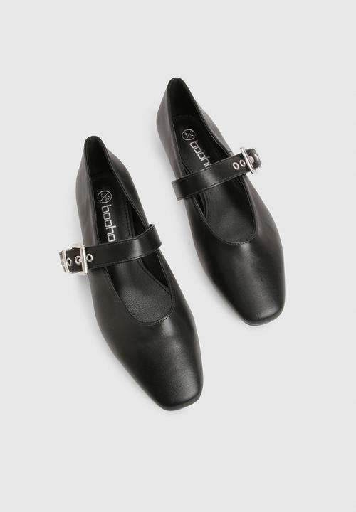 boohoo - Buckle detail mary jane ballet flats - black