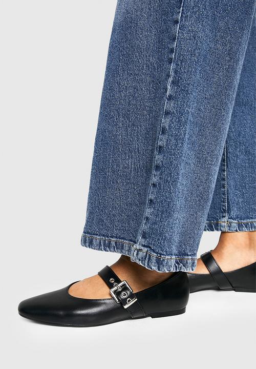 boohoo - Buckle detail mary jane ballet flats - black