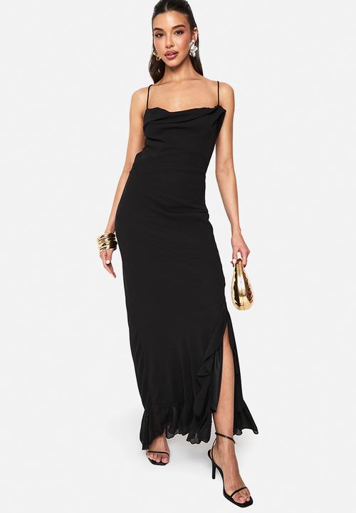boohoo - Chiffon cowl neck maxi dress - black