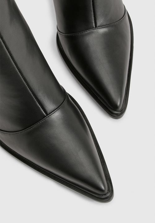 boohoo - Clean western heeled cowboy boots - black