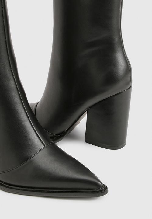 boohoo - Clean western heeled cowboy boots - black