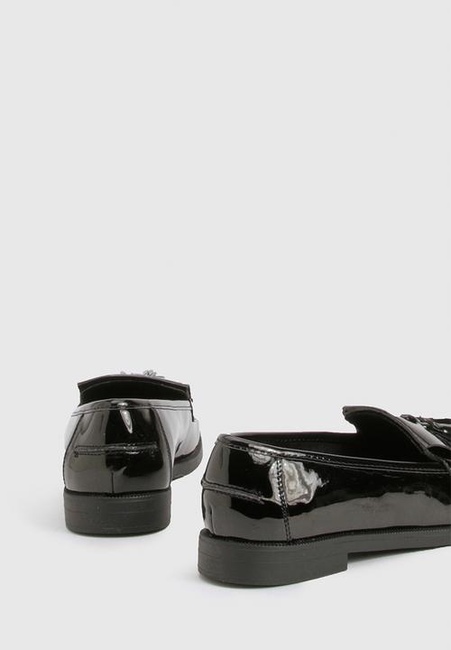 boohoo - Patent tassel loafers - black