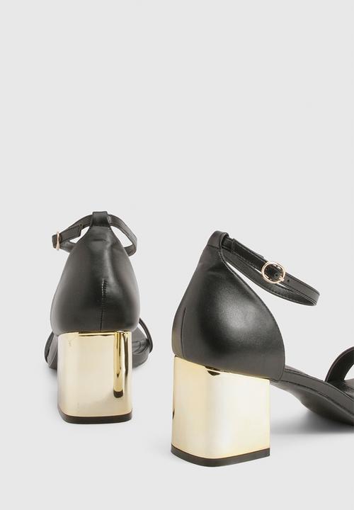 boohoo - 2 part barely there statement heels - black