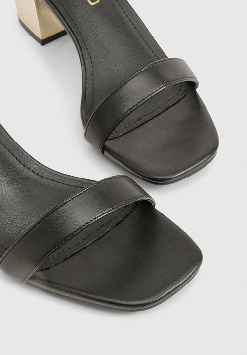 boohoo - 2 part barely there statement heels - black