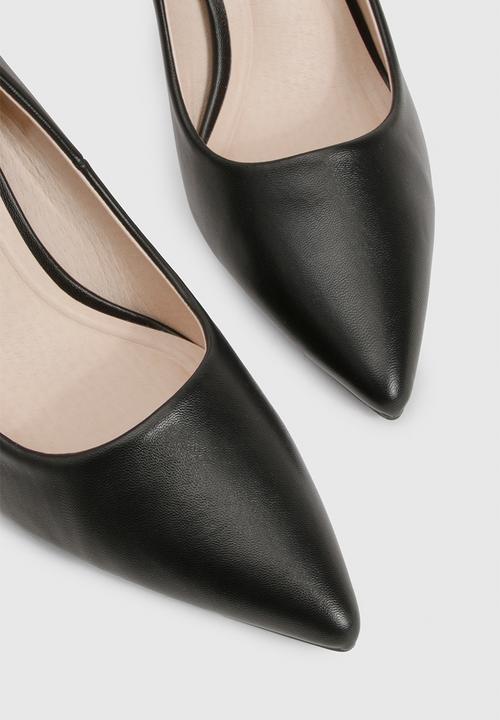 boohoo - Faux leather stiletto court heels - black