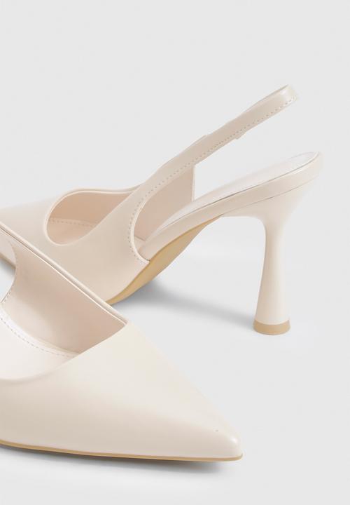 boohoo - Slingback pointed stiletto court heels - ecru