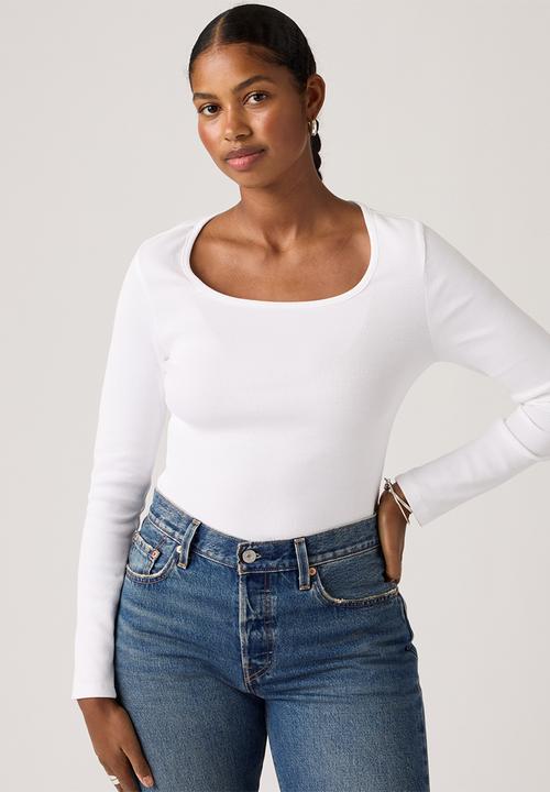 Levi’s® - Essential sqrd neck long sleeve - bright white rib