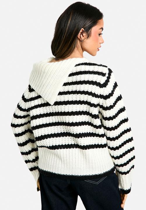 boohoo - Knitted stripe collar detail jumper - stripe