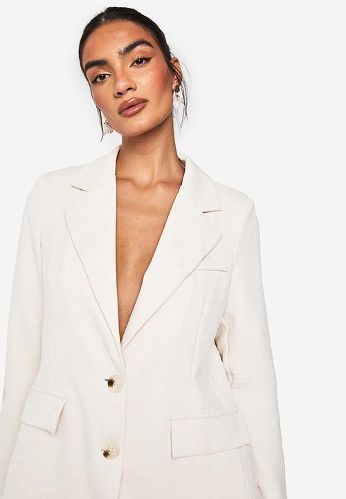 boohoo - Boucle tailored blazer - stone