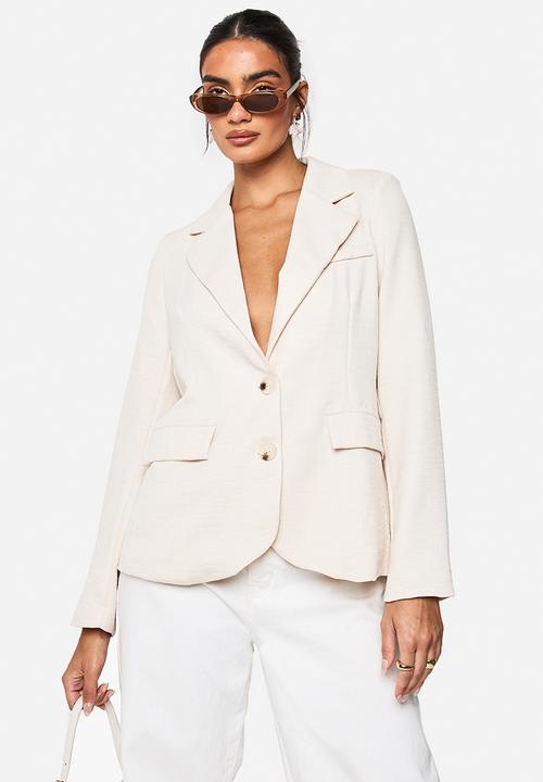 boohoo - Boucle tailored blazer - stone