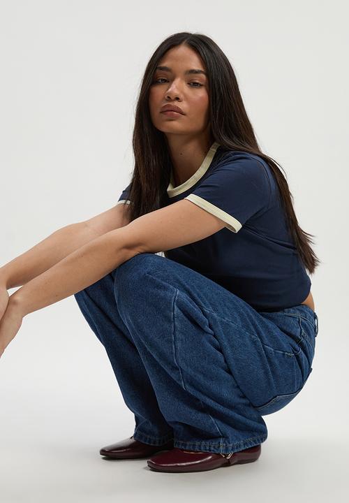 boohoo - Basic high waist wide leg jean - mid blue