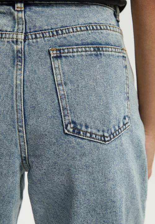 boohoo - Basic high waist split hem straight leg jean - light blue