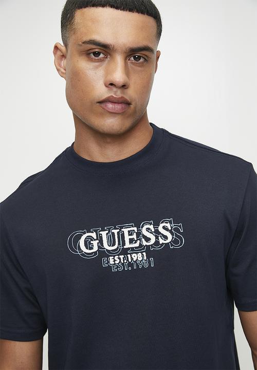 GUESS - Cn Ss Small Logo Tee - Smart Blue