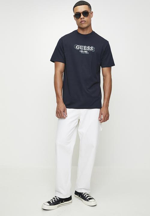GUESS - Cn Ss Small Logo Tee - Smart Blue