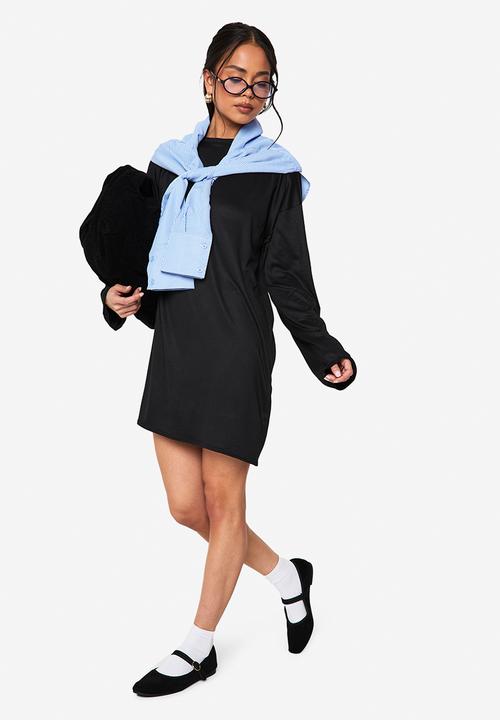 boohoo - Oversized t shirt dress - black