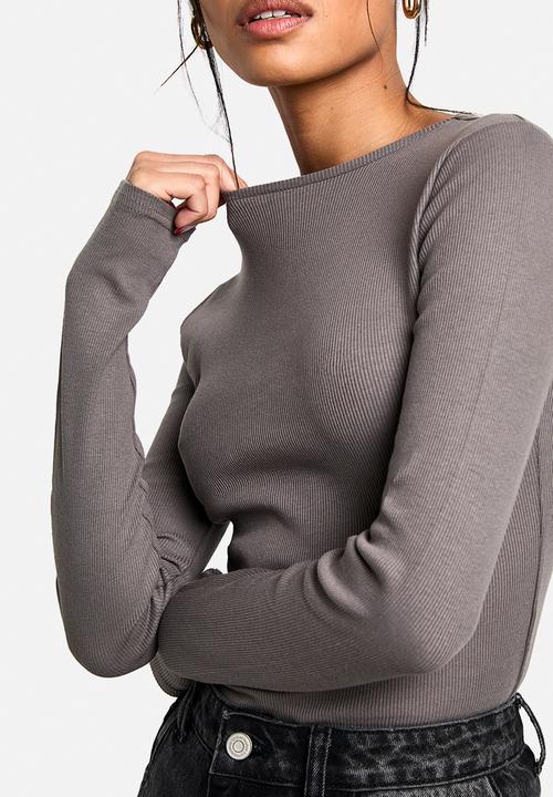 boohoo - Boohoo basics 2 pack crew neck long sleeve bodysuit - charcoal