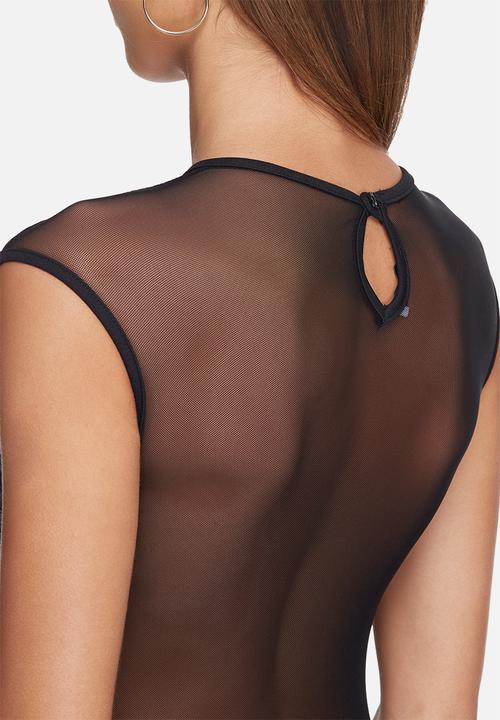 dailyfriday - Crepe bodysuit with mesh insets