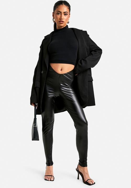 boohoo - Pu ruched bum legging - true black