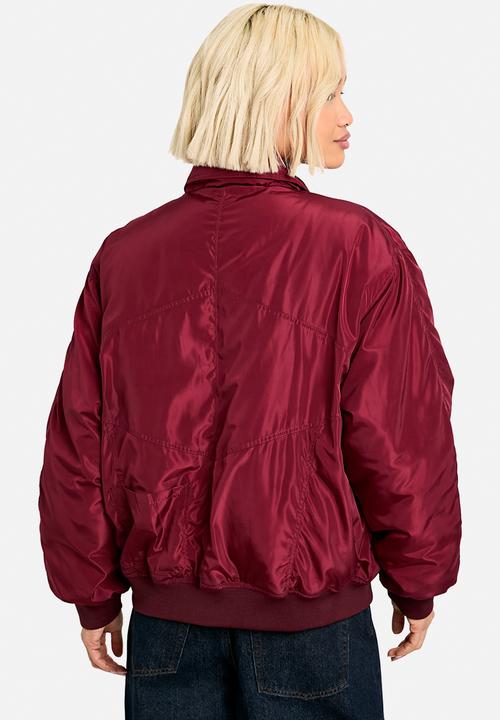 boohoo - Oversized bomber jacket - berry