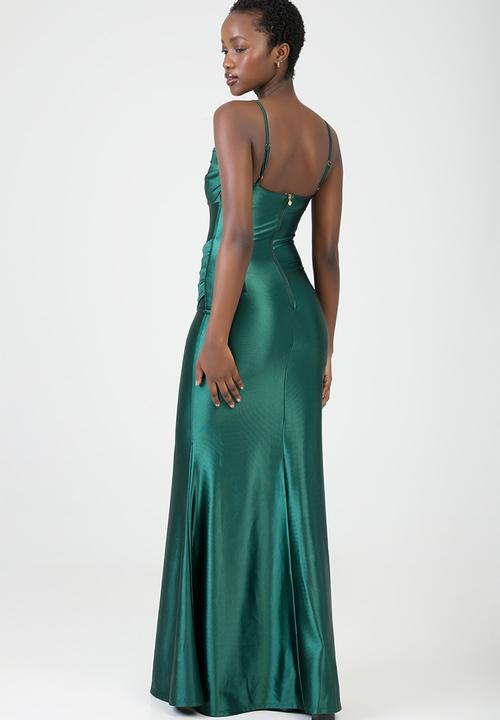 SISSY BOY - Free Fall: Maxi Dress With Corset Details And Pleats - Bottle Green