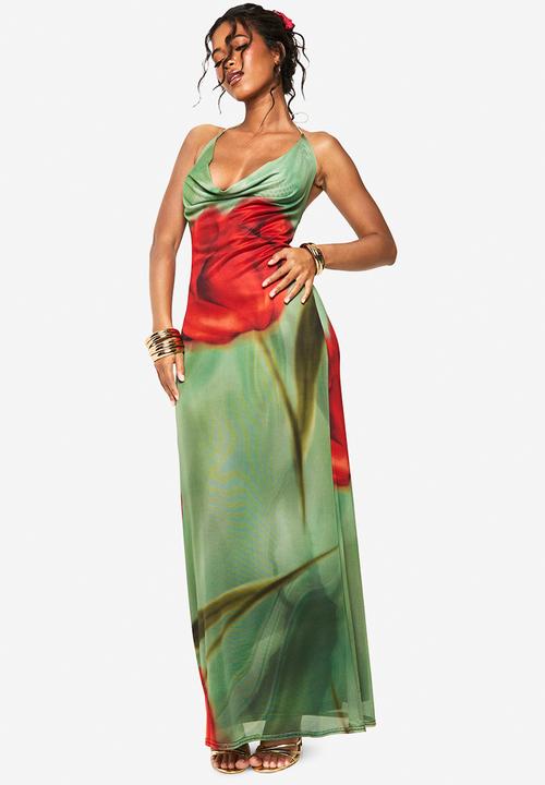 chinese dress ladies Azura Off The Shoulder Maxi Dress Burnout | Green | Womens