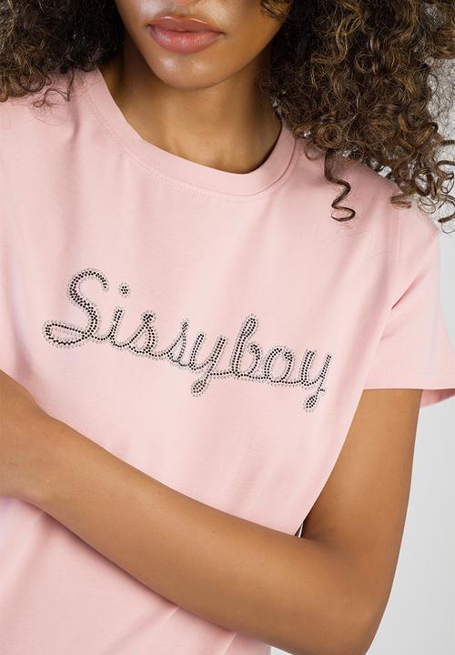 SISSY BOY - Caught Your Eye: T-shirt With Bling Branded Transfer - Pale Pink