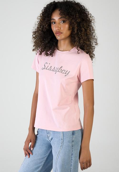 SISSY BOY - Caught Your Eye: T-shirt With Bling Branded Transfer - Pale Pink