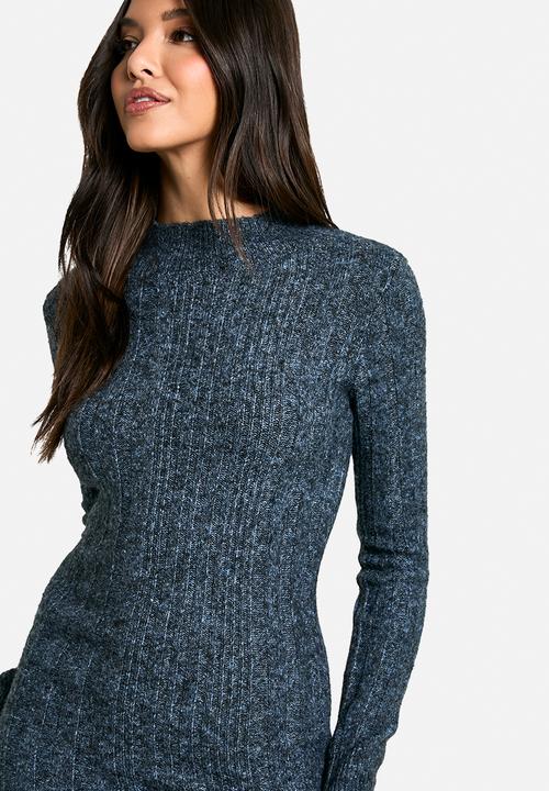 boohoo - Marl knitted midaxi dress - navy