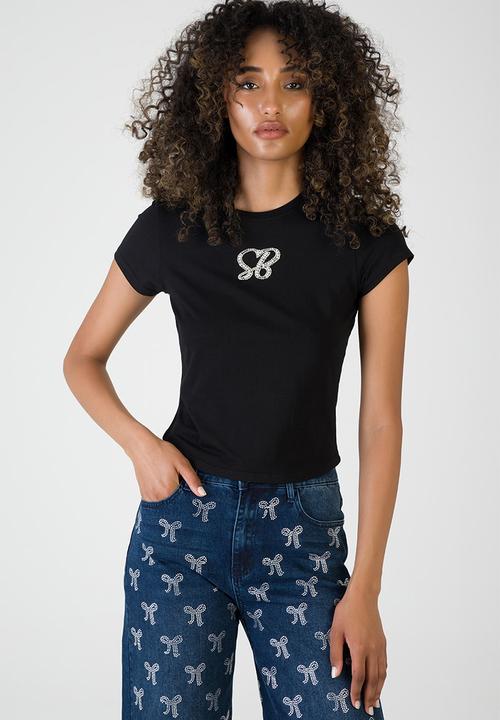 SISSY BOY - For The Story: T-shirt With Pearl Branded Transfer - Black
