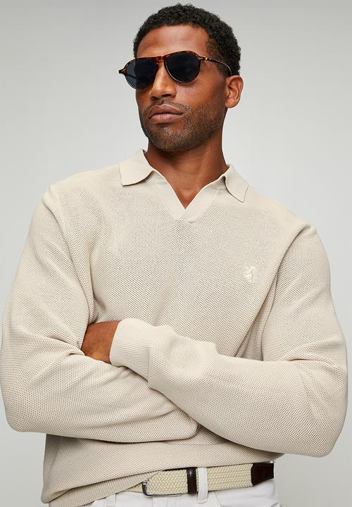 Pringle of Scotland - Brian Collar Textured Knitwear - Stone