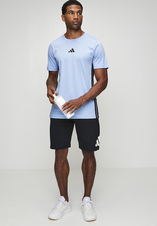 adidas Performance - 3-Stripe SJ Tee  - Glow blue/black