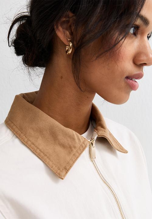 New Look - Belle cotton barn jacket - off white