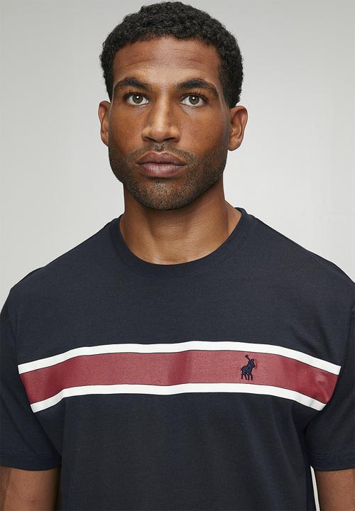 POLO - Asher Printed Stripe Short sleeve Tee - Navy