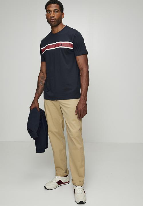 POLO - Asher Printed Stripe Short sleeve Tee - Navy