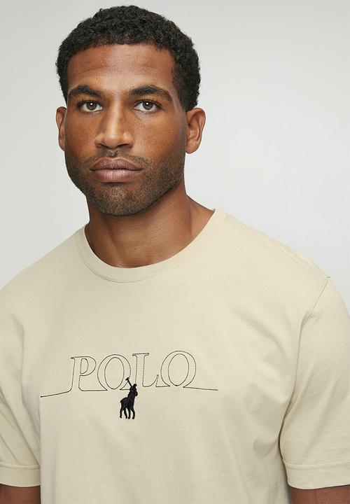 POLO - Pratt Embroidered Logo Short sleeve Tee - Stone